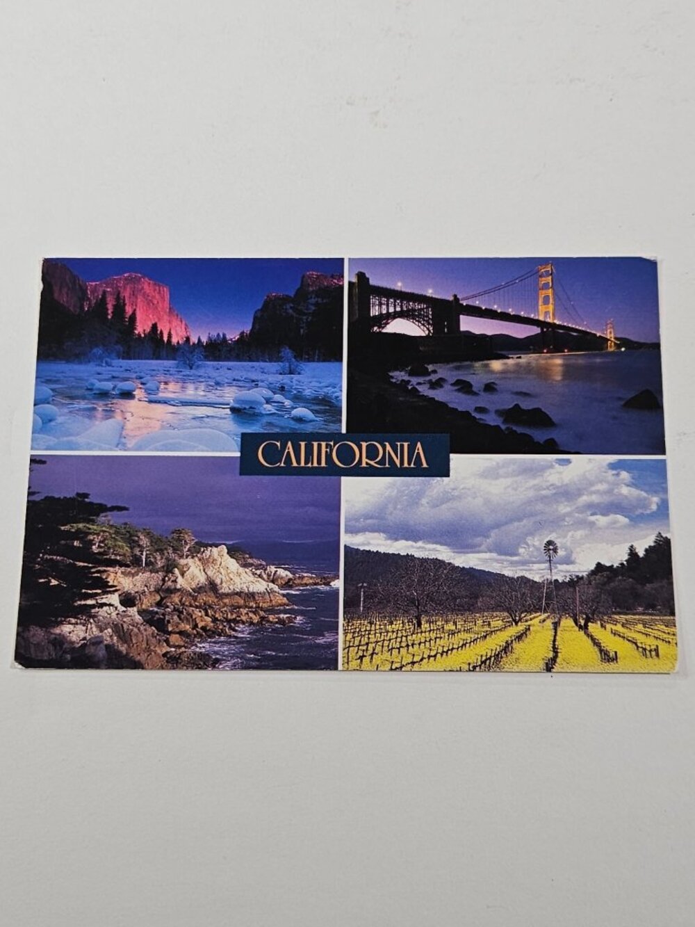 California Yosemite Golden Gate Bridge The Lone Cypress Wine Country Postcard